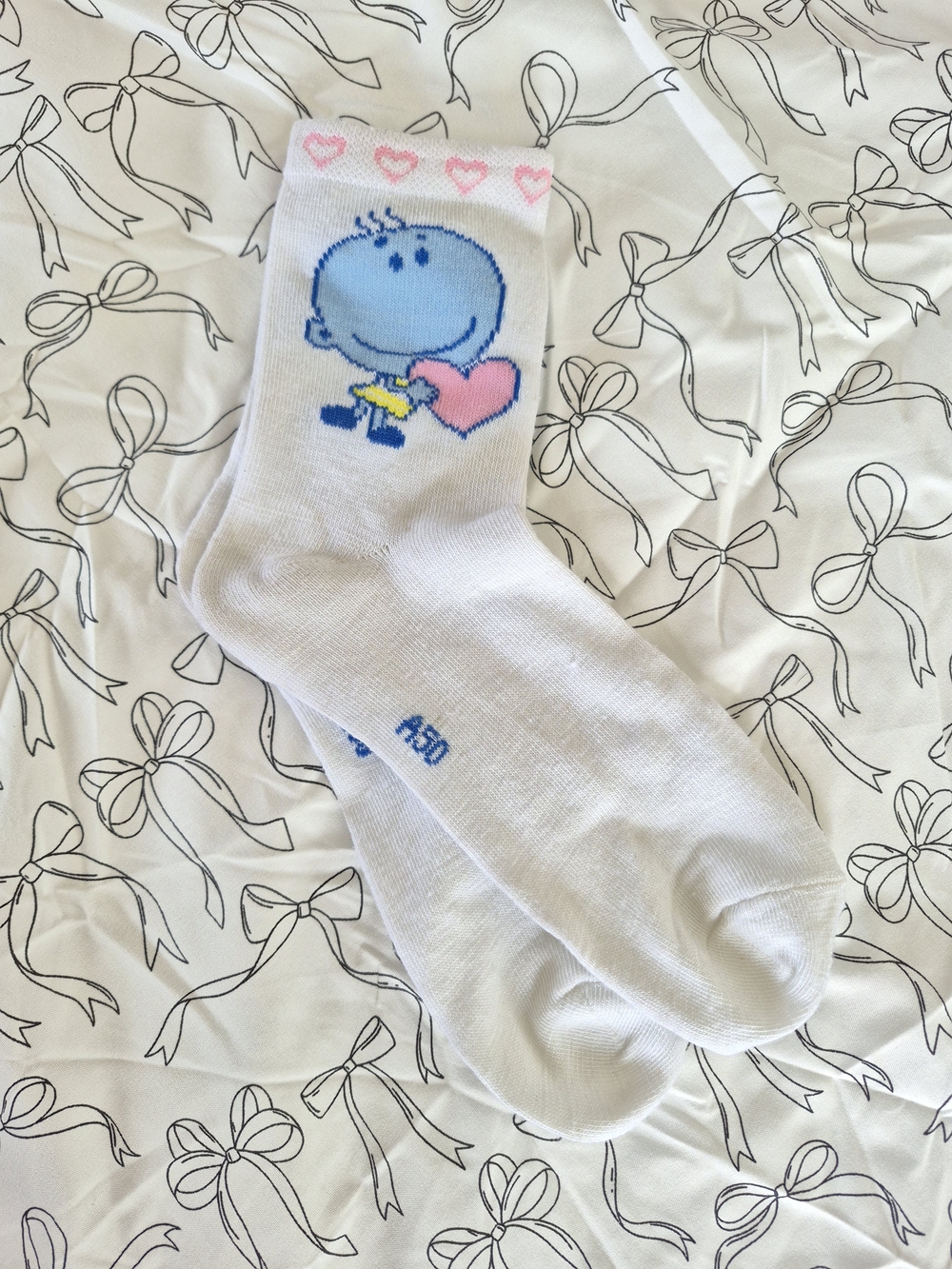 Women Crew Socks | Cotton, Size 7-10 Cartoon Character Love Notes